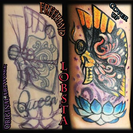 Tattoos - Original Custom Butterfly Cover-up - 131005